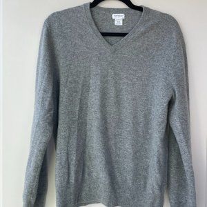 V-Neck Grey Cashmere Sweatshirt